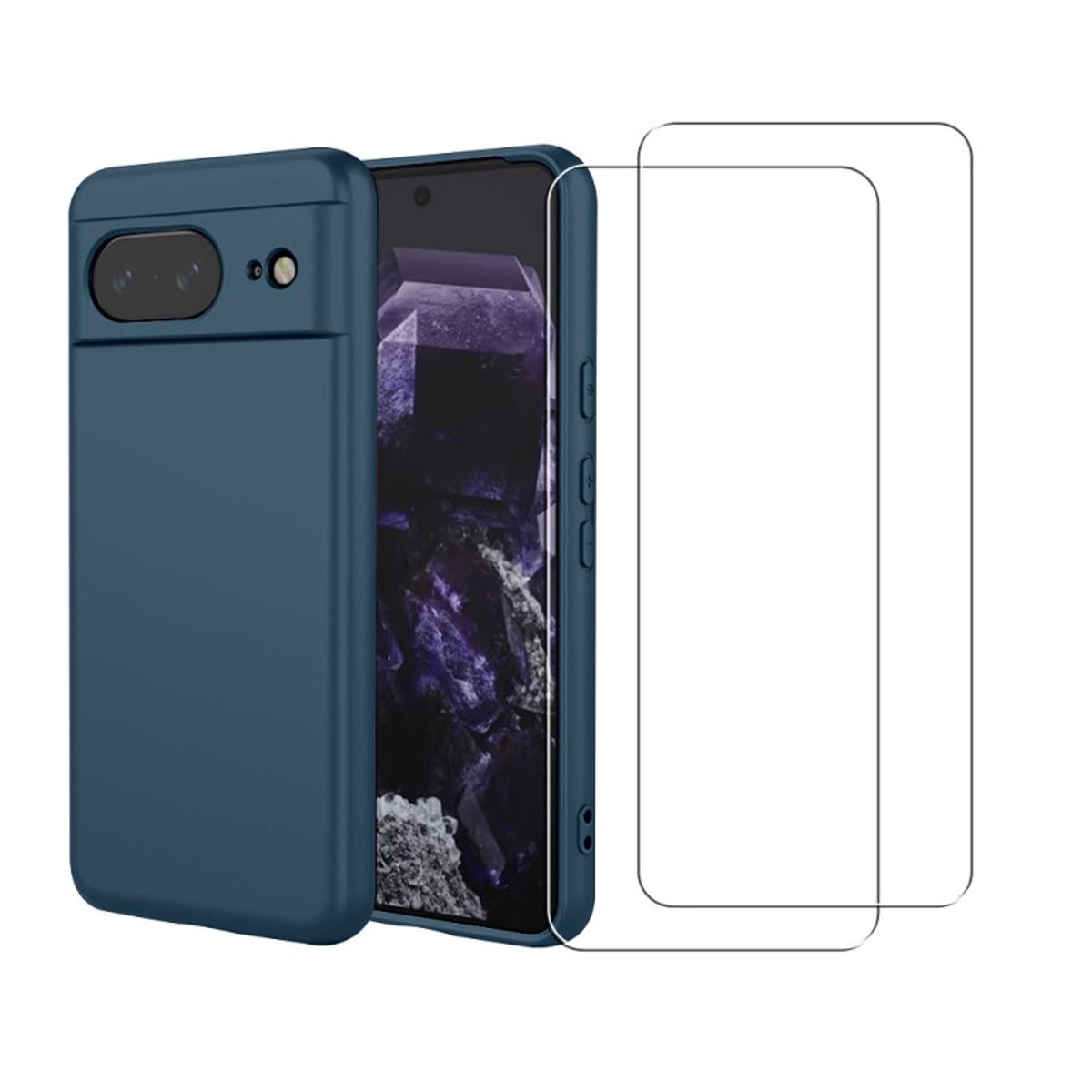 Coque Pixel 8 antichoc + 2 vitres bleu, EVETANE