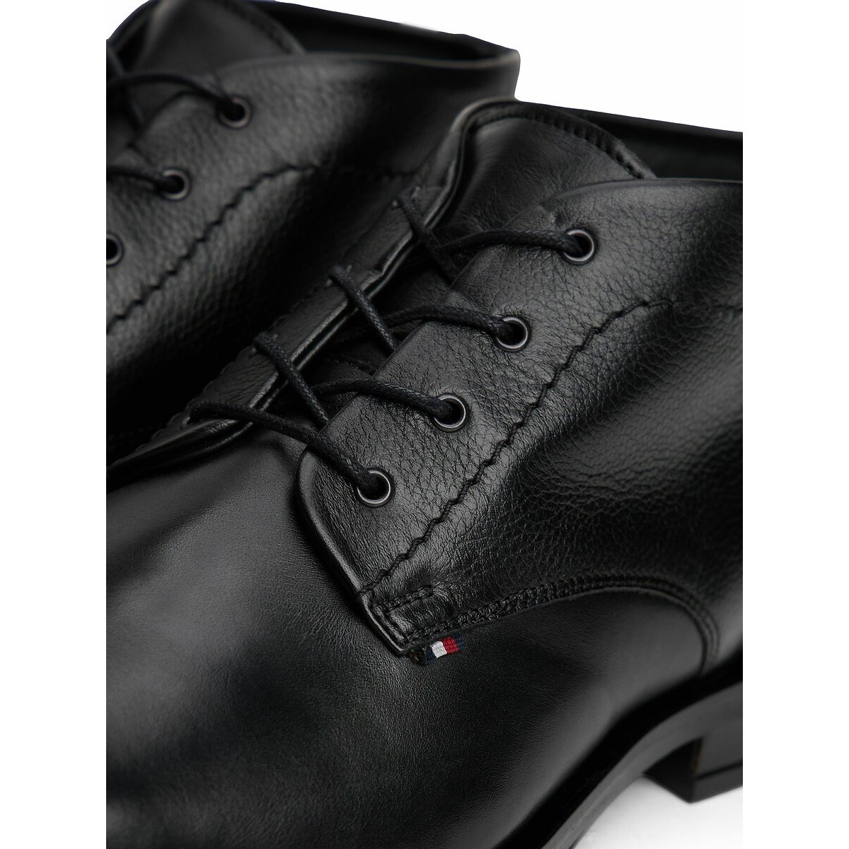 Derbies montantes en cuir noir, TOMMY HILFIGER