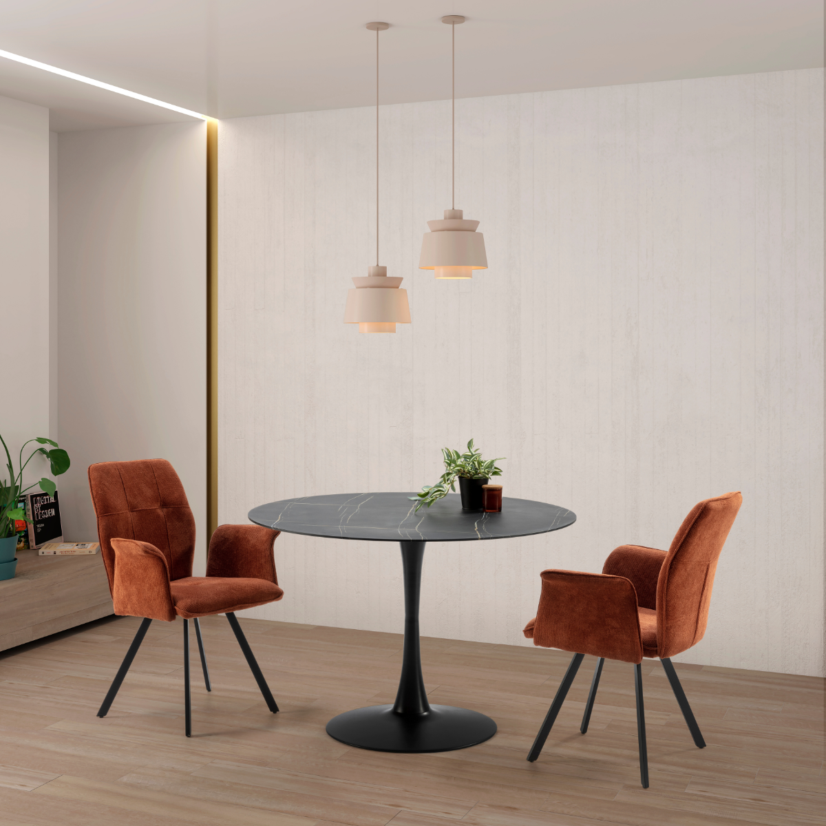 Lot de 2 fauteuils en tissu avec pieds en métal noir L62 cm - MERY orange, CALICOSY