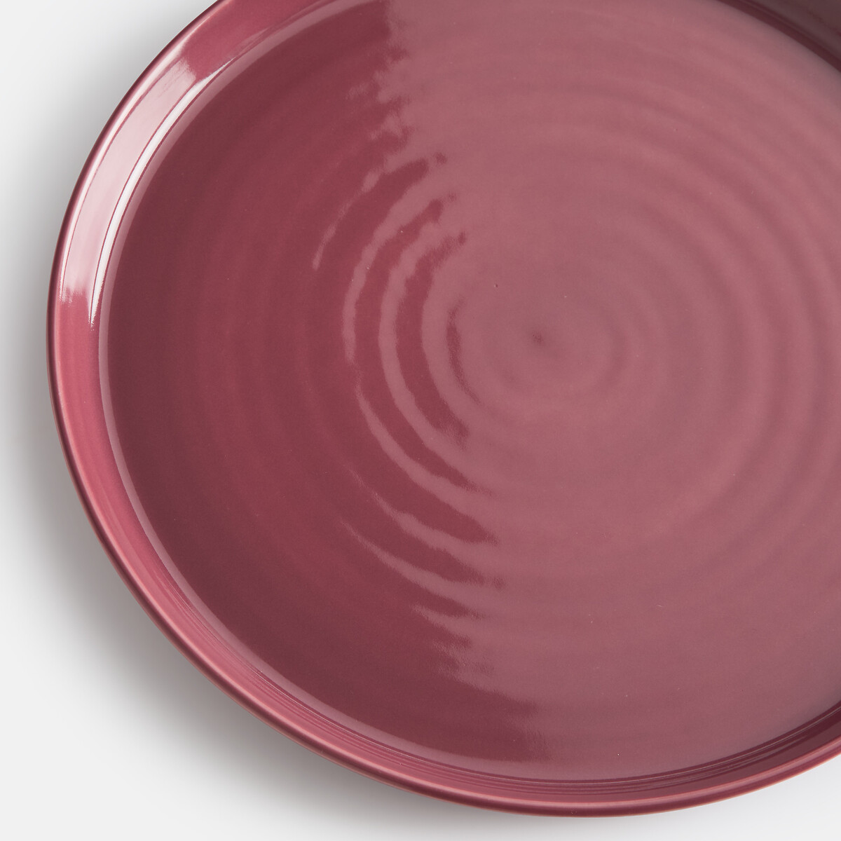 Lot 4 assiettes plates grès émail réactif, SACHA bordeaux, LA REDOUTE INTERIEURS