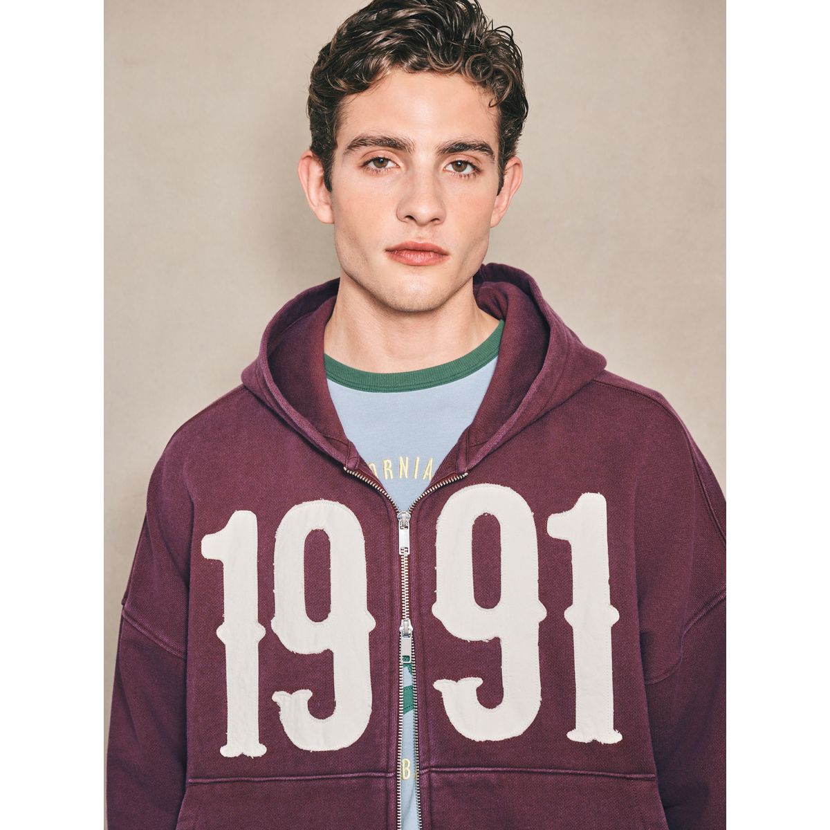 Sweat à capuche zippé motif edit prune, NEXT