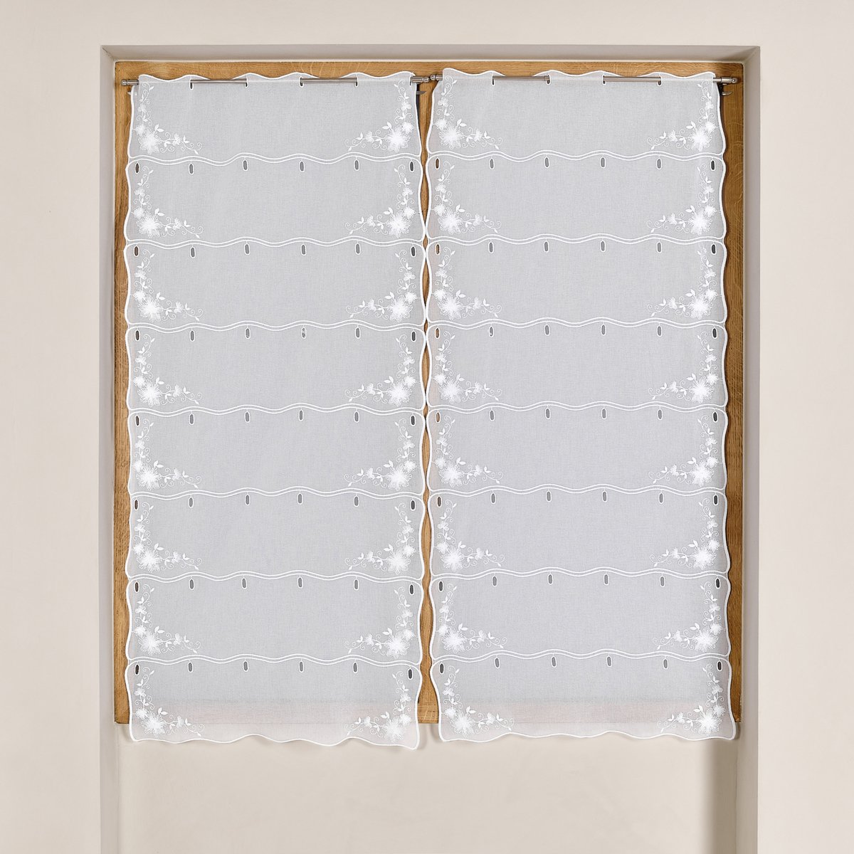 Modulable brodé à motif floral dans les angles - QABANE blanc, HOME MAISON