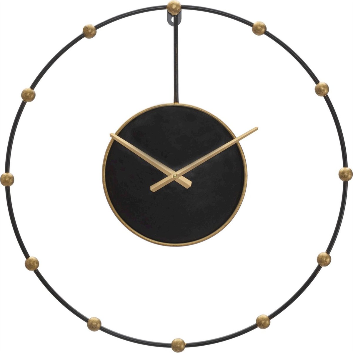 Horloge murale ronde en fer style glamour GLAM noir et doré, RECOLLECTION