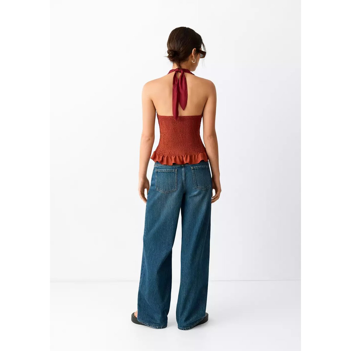 Jean droit croisé bleu moyen vintage, MANGO TEEN