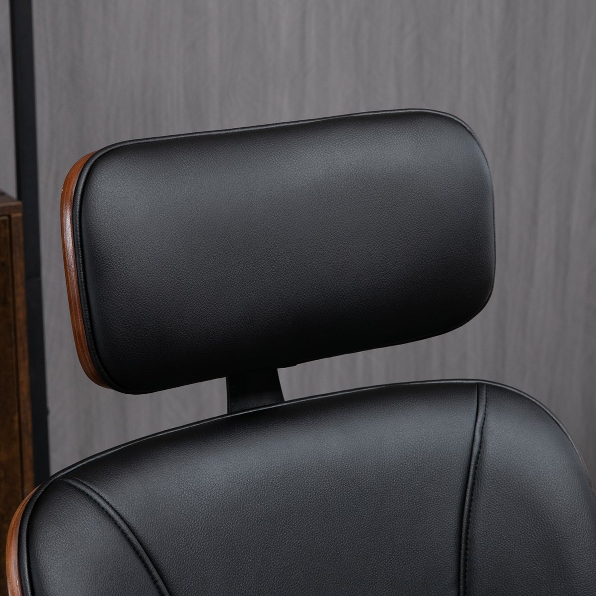 Chaise de bureau Polyuréthane Noir noir et noyer, HOMCOM