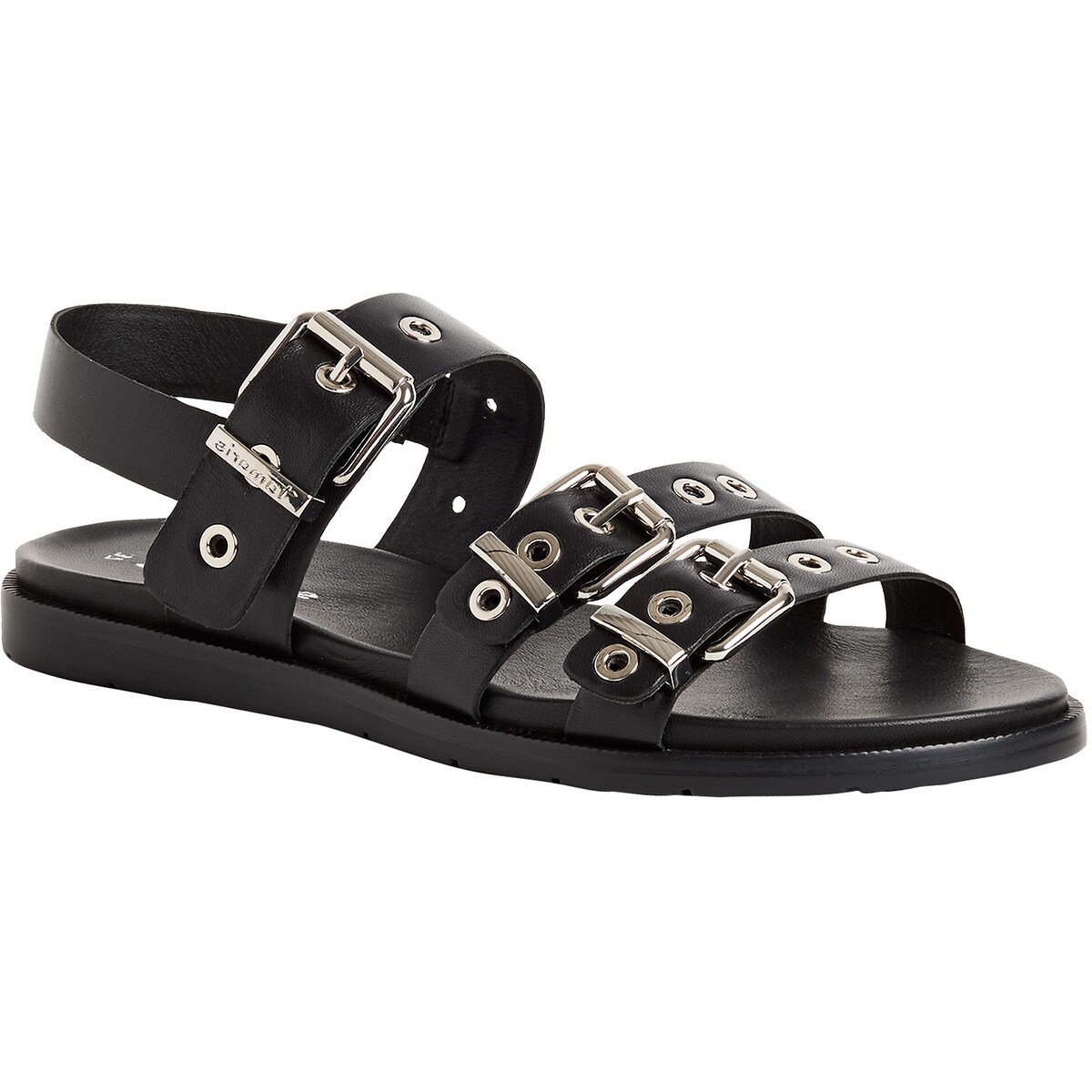 Sandali piatti in pelle nero , TAMARIS