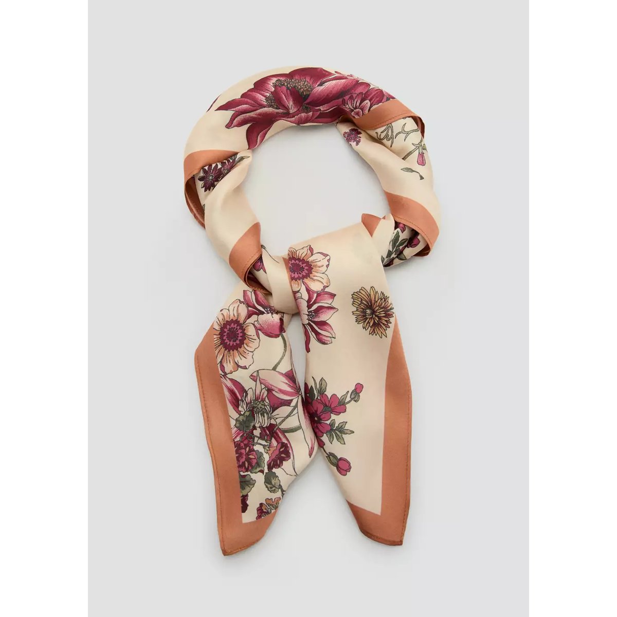 Foulard à fleurs écru, MANGO