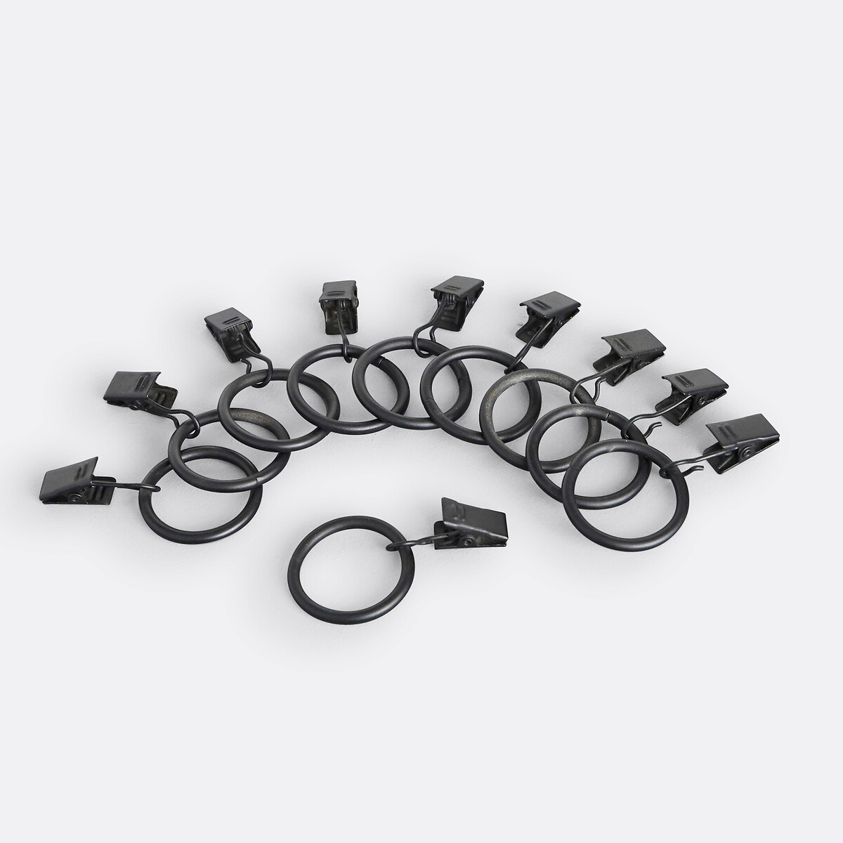 Lot 10 anneaux pinces ONEGA, diam 25mm noir, LA REDOUTE INTERIEURS