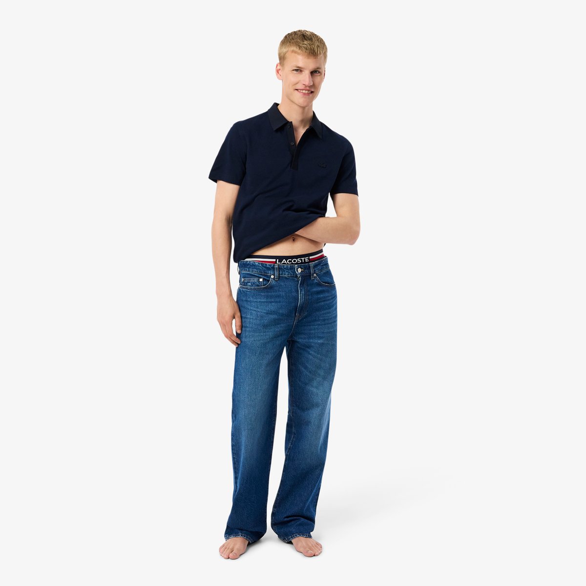 Lot de 3 boxers courts coton stretch bleu-w34, LACOSTE