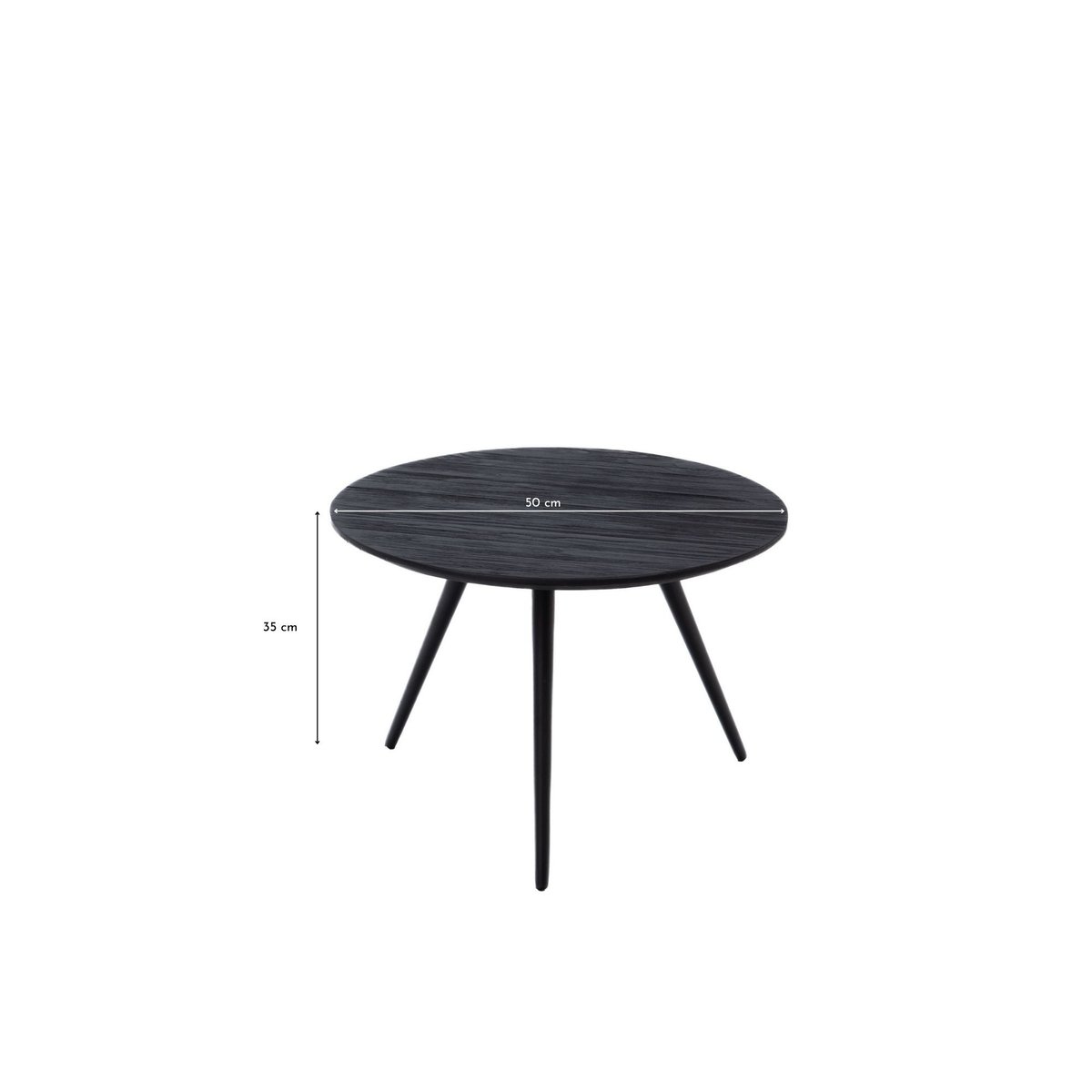 Tables basses rondes gigognes en teck recyclé noir (set de 4) - BENGO noir, AMADEUS