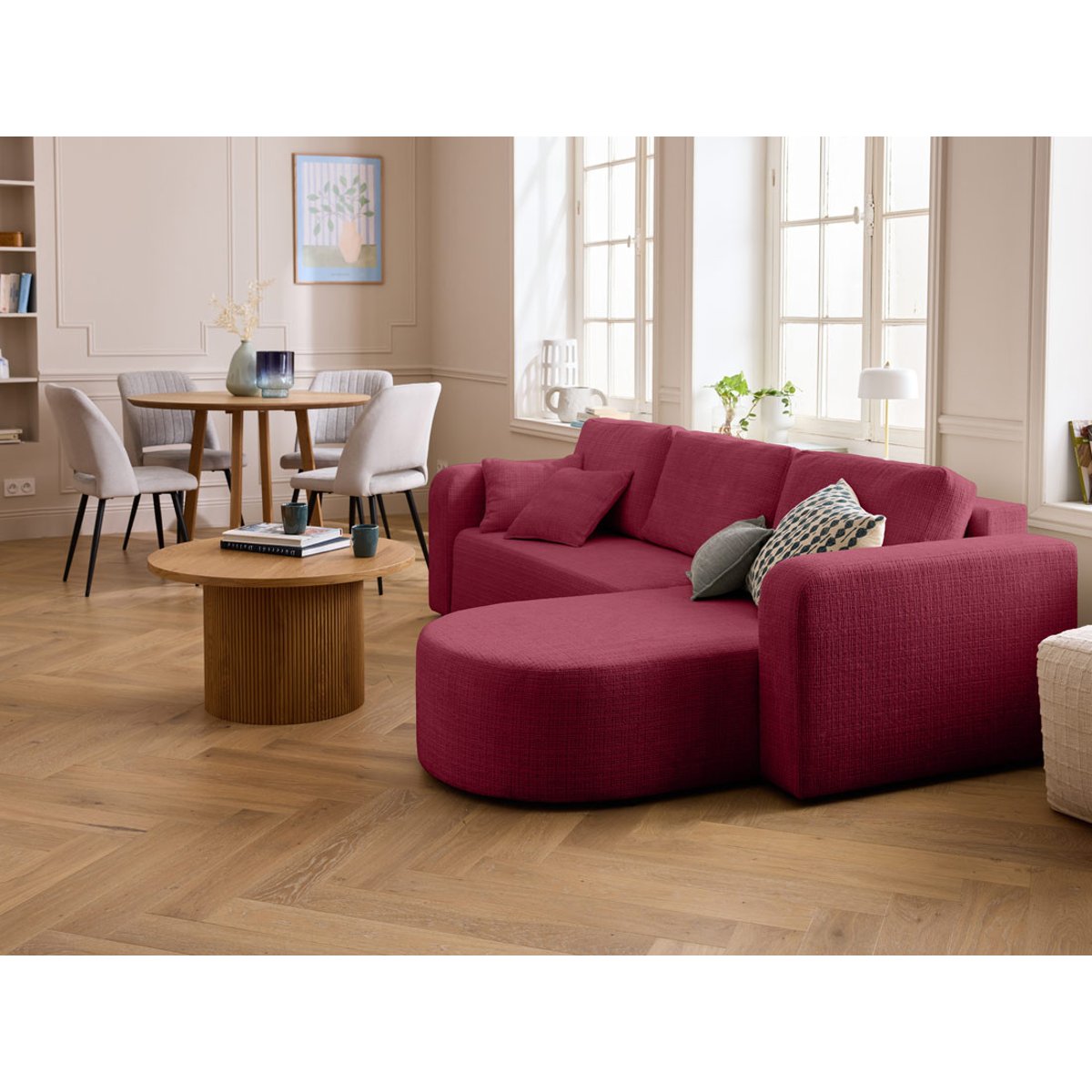 Canapé d'Angle Convertible 4 places - MIRO prune, BEST MOBILIER