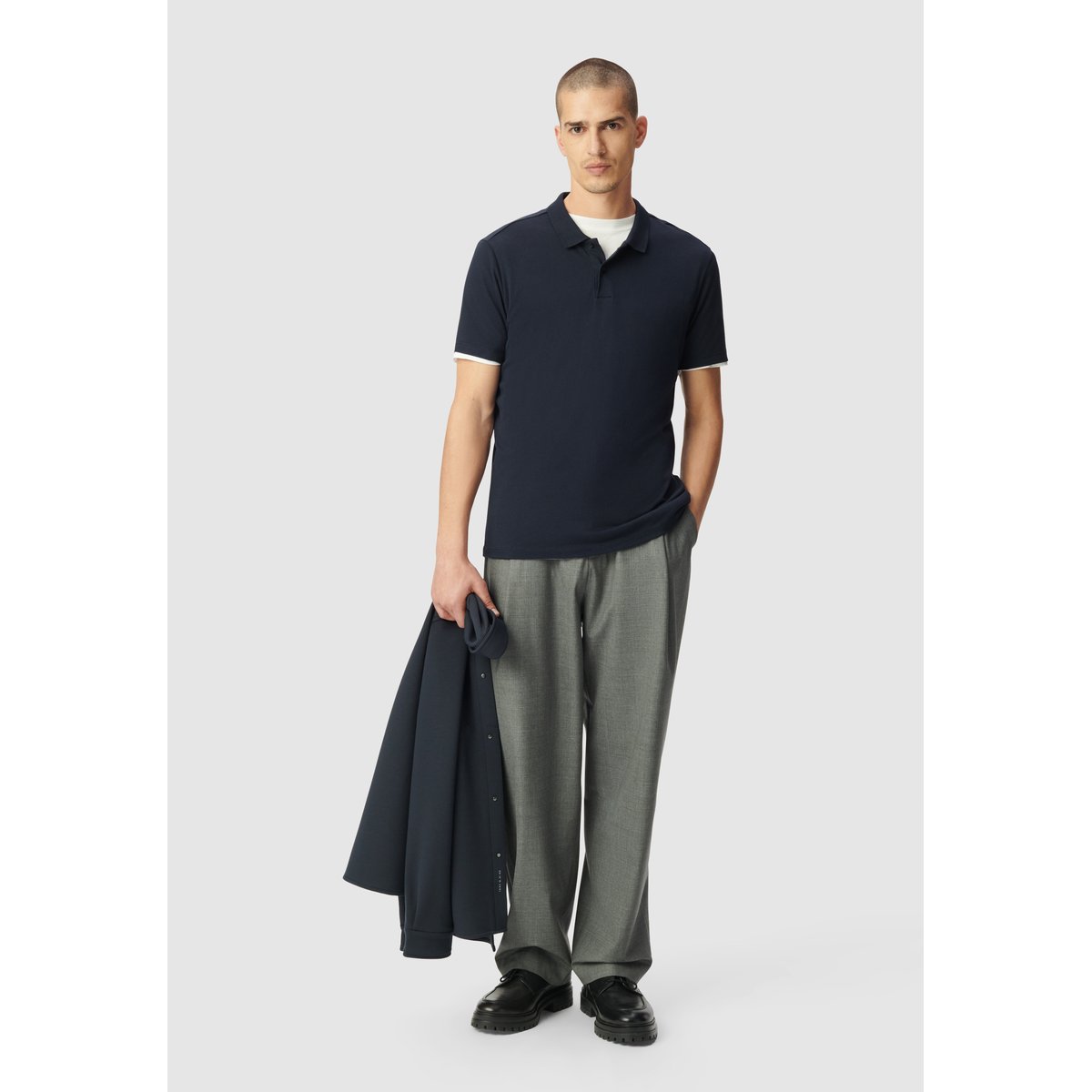 Polo en coton modal bleu marine, IKKS