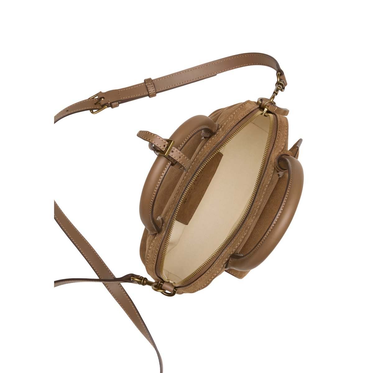Sac à bandoulière small en cuir de vachette velours doux marron, MARC O'POLO