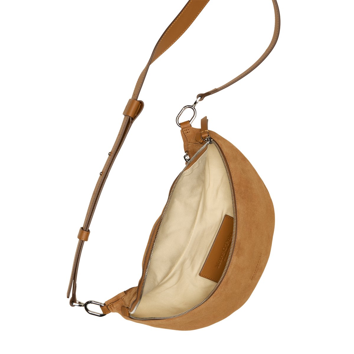 Sac banane en cuir de vachette velours doux marron, MARC O'POLO