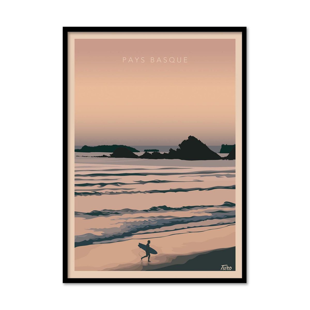 Affiche d'art - Pays Basque Version 2 - TuroMemoriesStudio violet, WALL EDITIONS