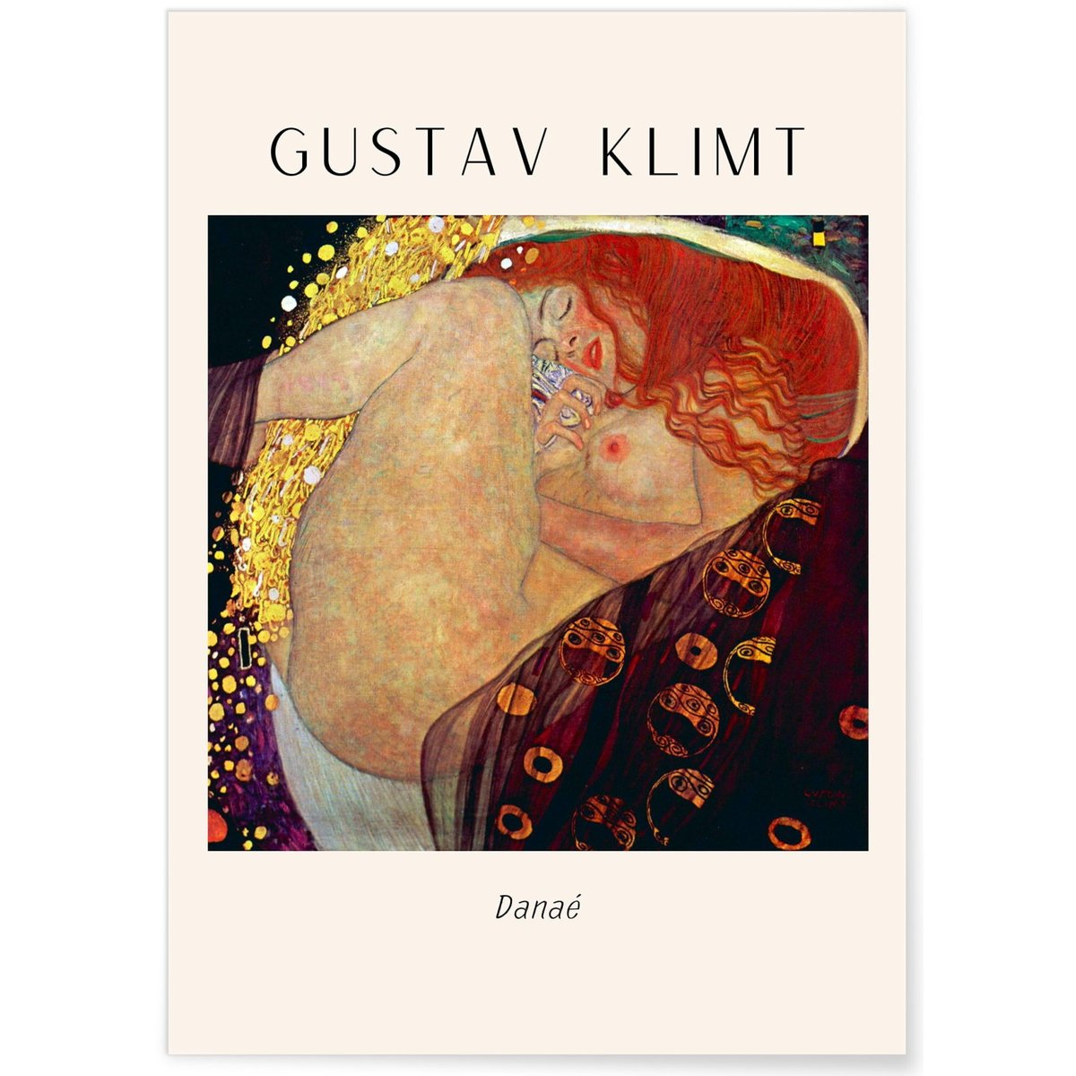 Affiche Gustav Klimt « Danaé » blanc, L'AFFICHERIE