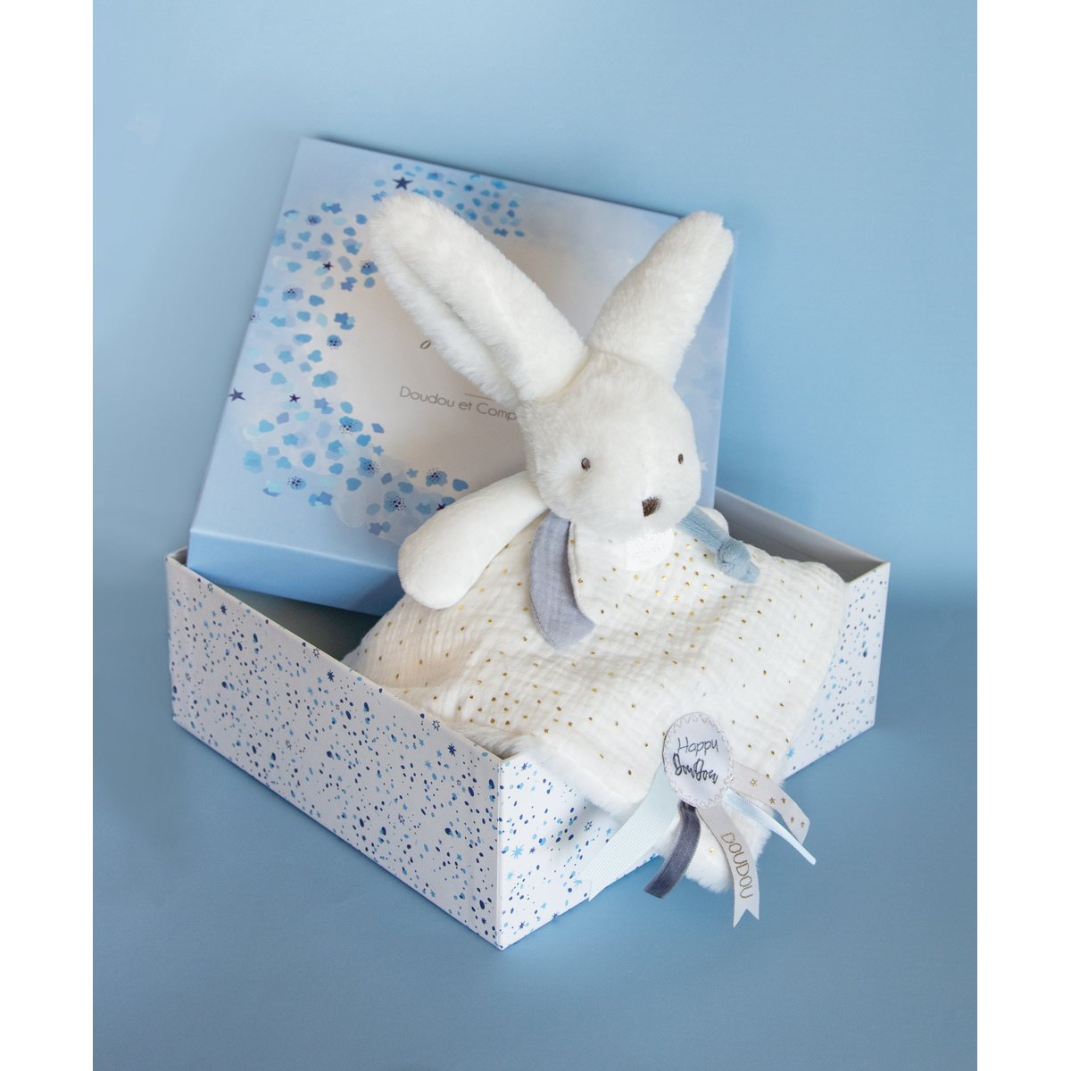 Doudou happy wild 25 cm blanc, DOUDOU ET COMPAGNIE