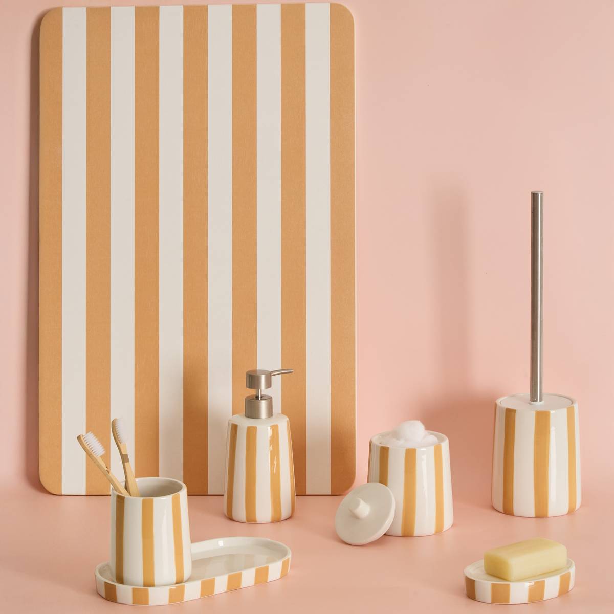Porte-brosse à dents rayures STRIO jaune, 5FIVE SIMPLY SMART