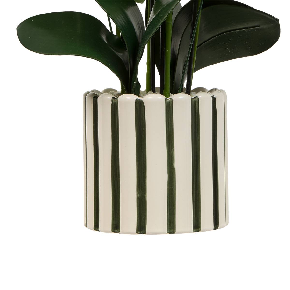 Fleur Artificielle Orchidée H81cm pot en grès ASIA vert, ATMOSPHERA