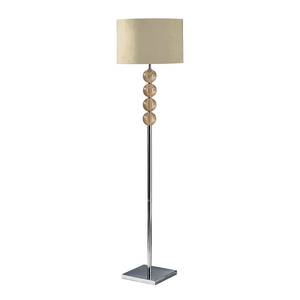 Milan Orb Detail Floor Lamp with Faux Suede Shade cream, SO'HOME