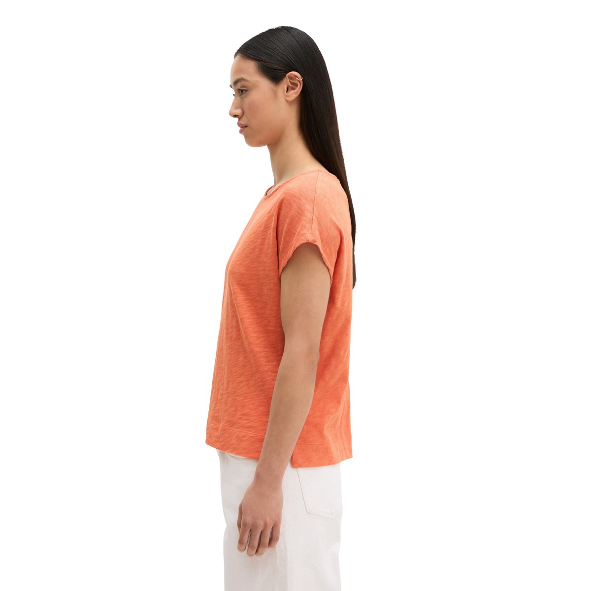 T-shirt DfC loose en jersey slub orange, MARC O'POLO