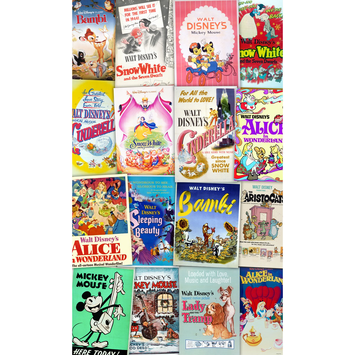 Papier peint Komar - Disney Movie Posters Retro Girls - 120 x 200 cm multicolore, HEXOA