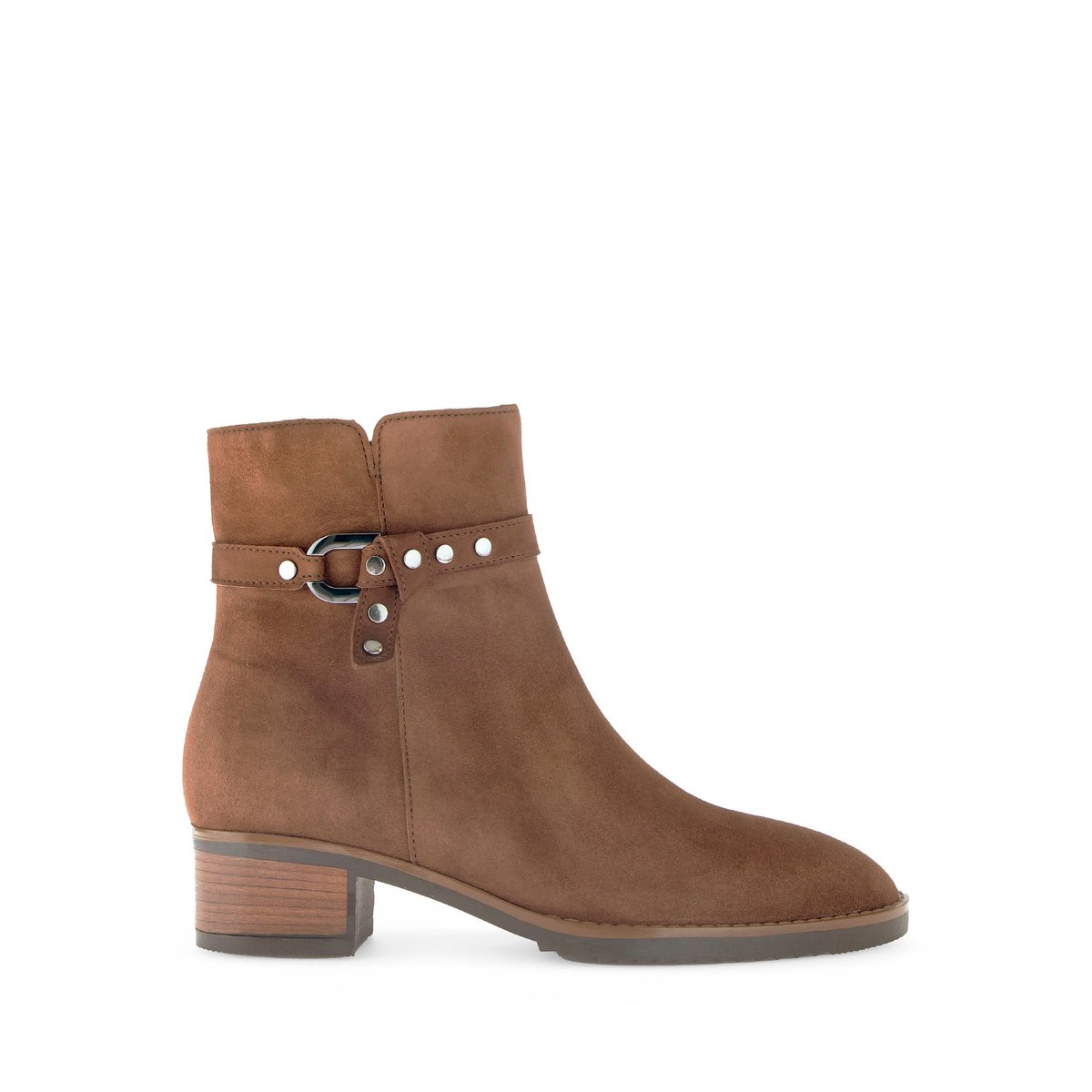 Bottines en velours à talon décroché cognac velours, GABOR