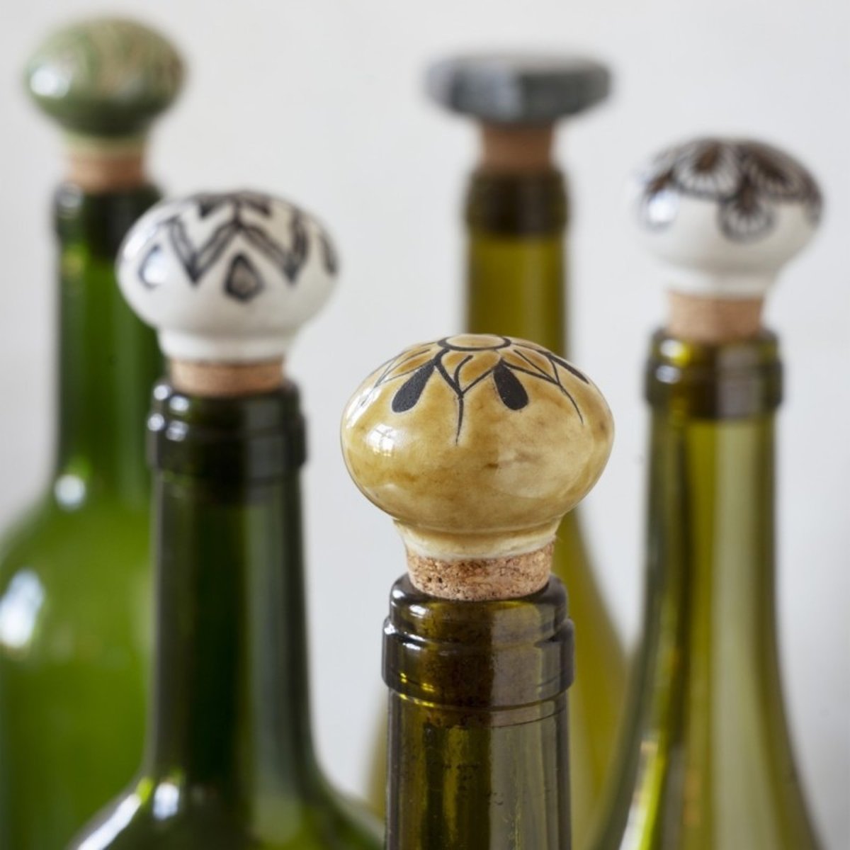 Bouchon de bouteille céramique peinte brun, MADAM STOLTZ