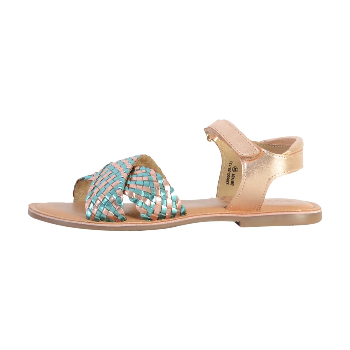 Sandale Plate Cuir Canibraid rose or turquoise, MOD8