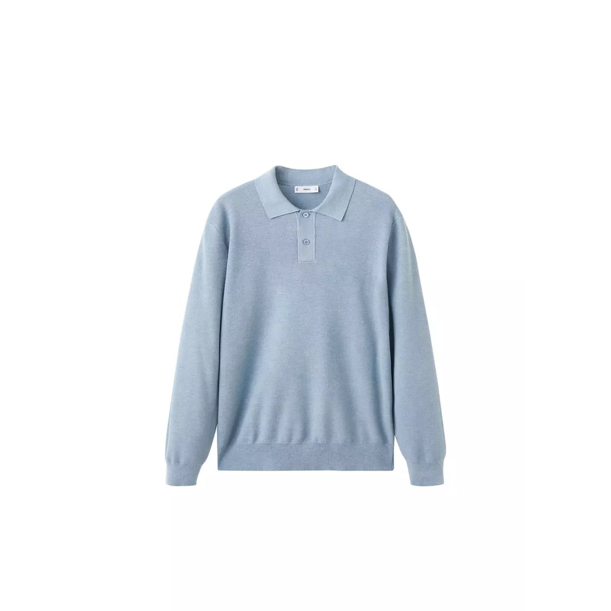 Pull-over polo coton microstructure bleu ciel, MANGO MAN
