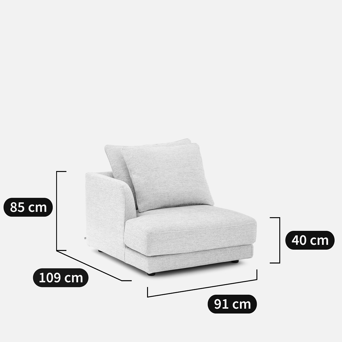 Sofá modular, lado izquierdo, de algodón reciclado, TIBERIO gris claro , AM.PM