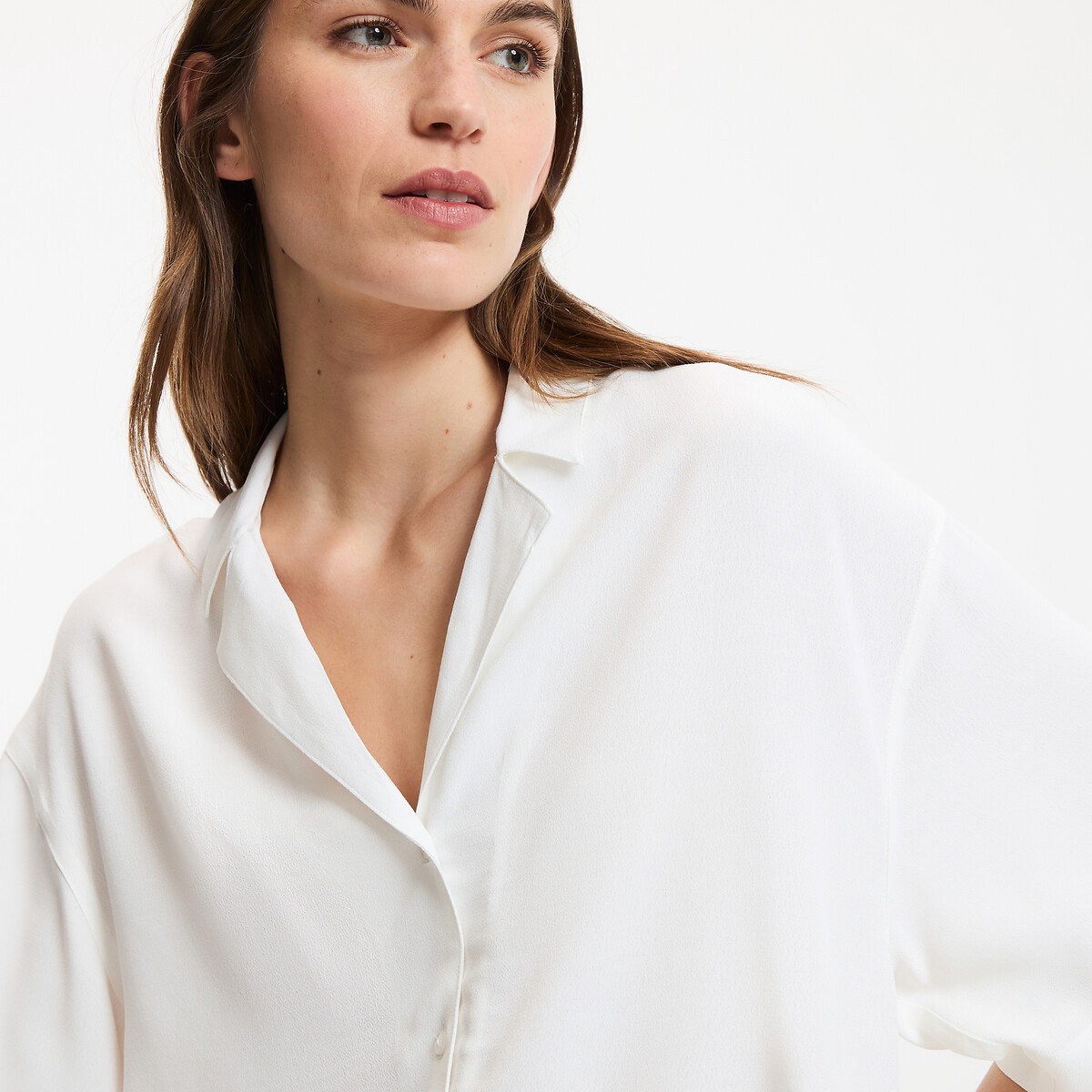 Camicia collo revers, maniche corte avorio, LA REDOUTE COLLECTIONS