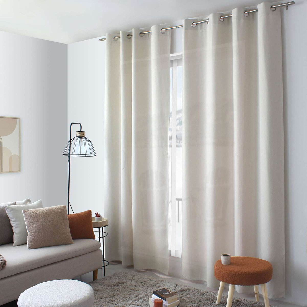Rideau en velours chenillé beige, TOILINUX