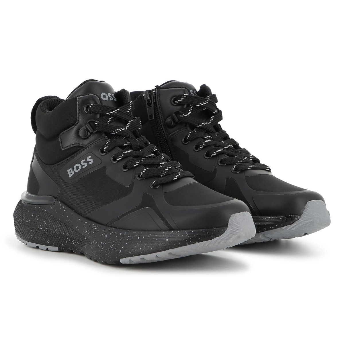 Baskets hautes à lacets black, BOSS KIDSWEAR