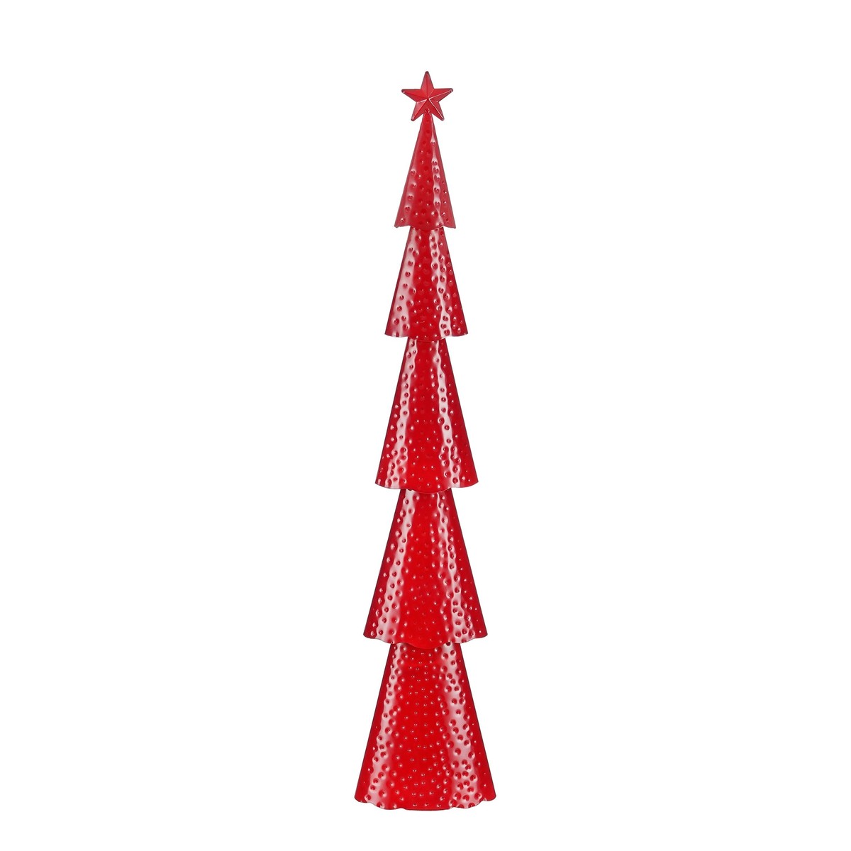 Sapin de Noël décoratif martelé H91 cm YOSHE rouge, MICA DECORATIONS