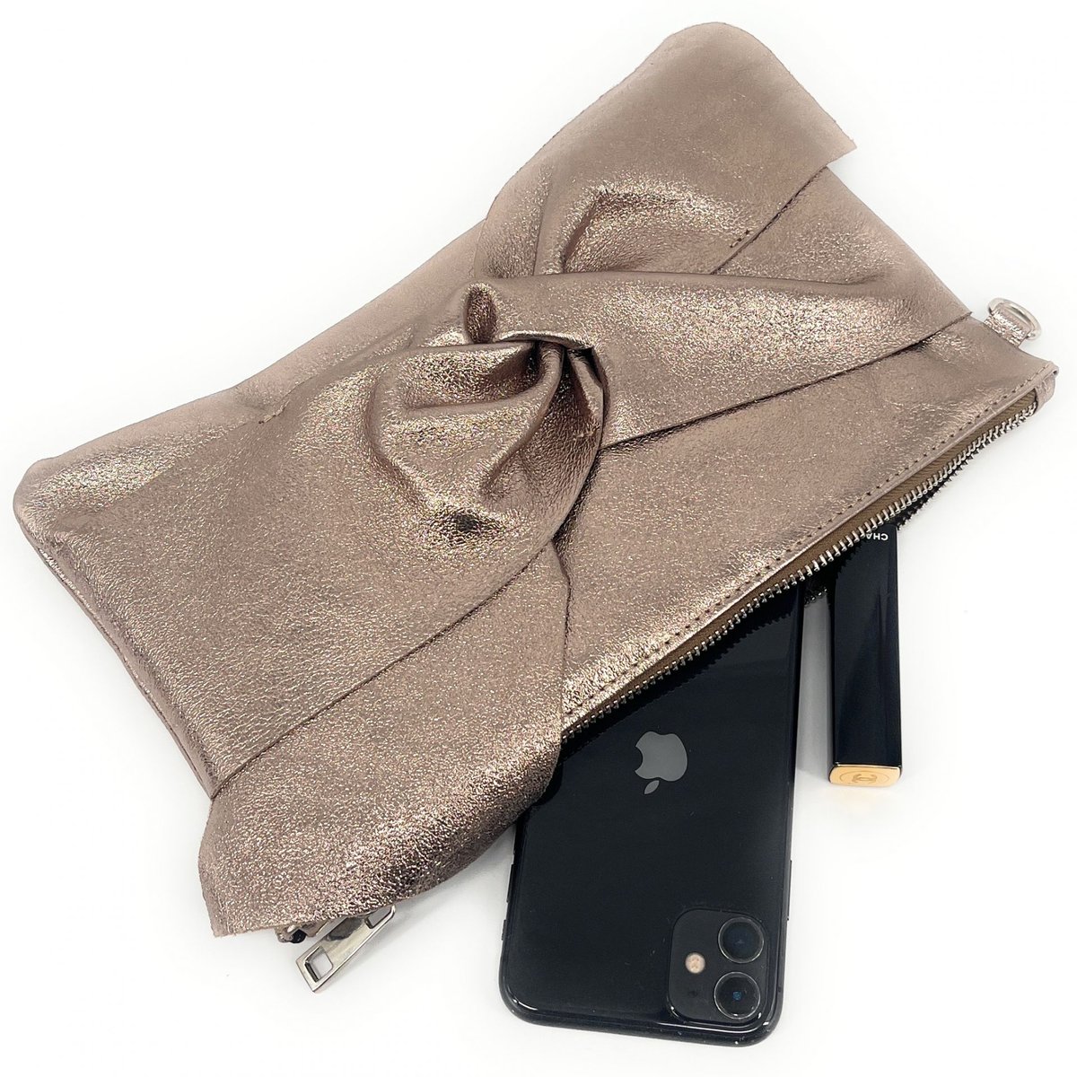 Pochette en cuir irisé SHERAZADE champagne, OH MY BAG