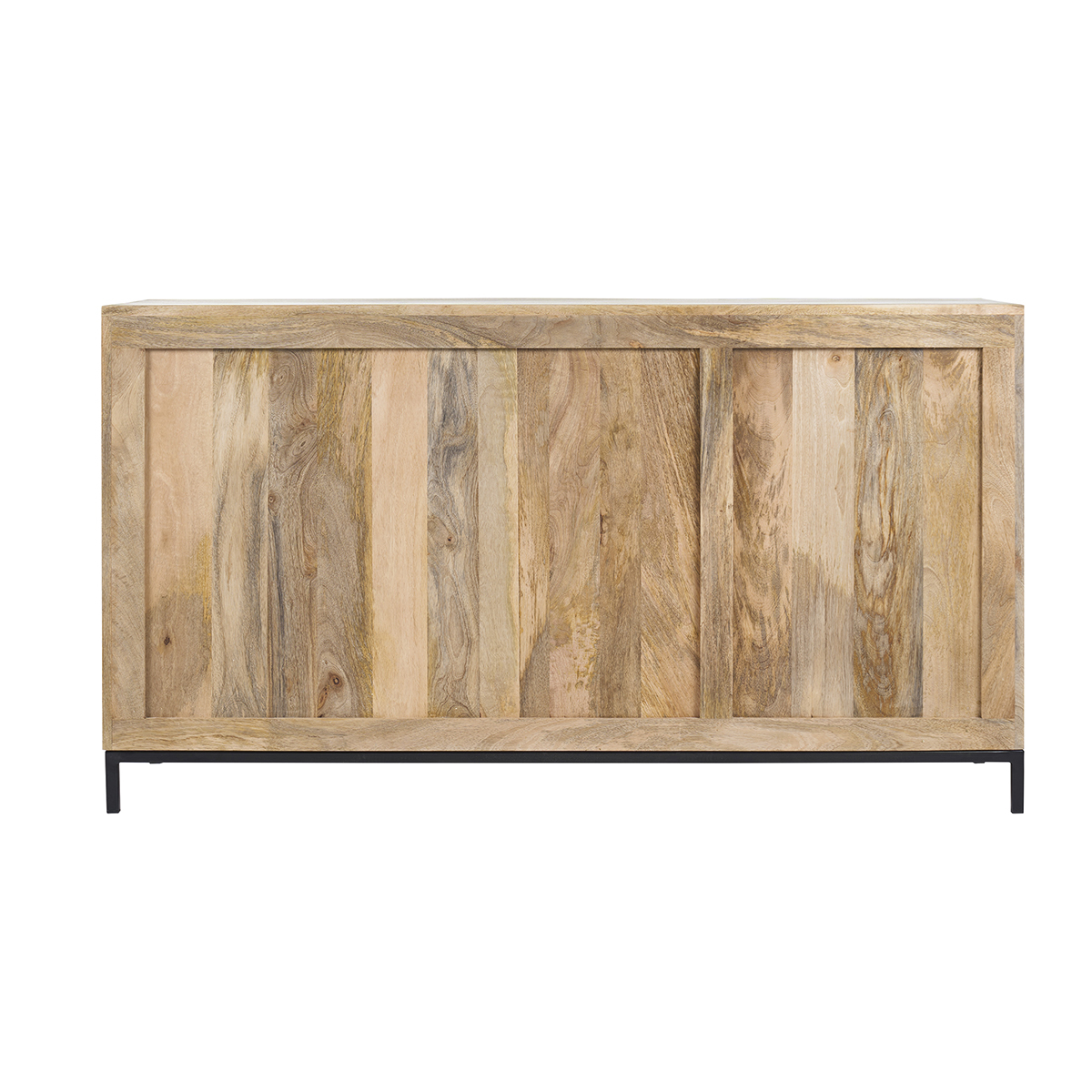 Buffet industriel en bois manguier massif et métal noir 3 portes L145 cm YPSTER bois clair / noir, MILIBOO