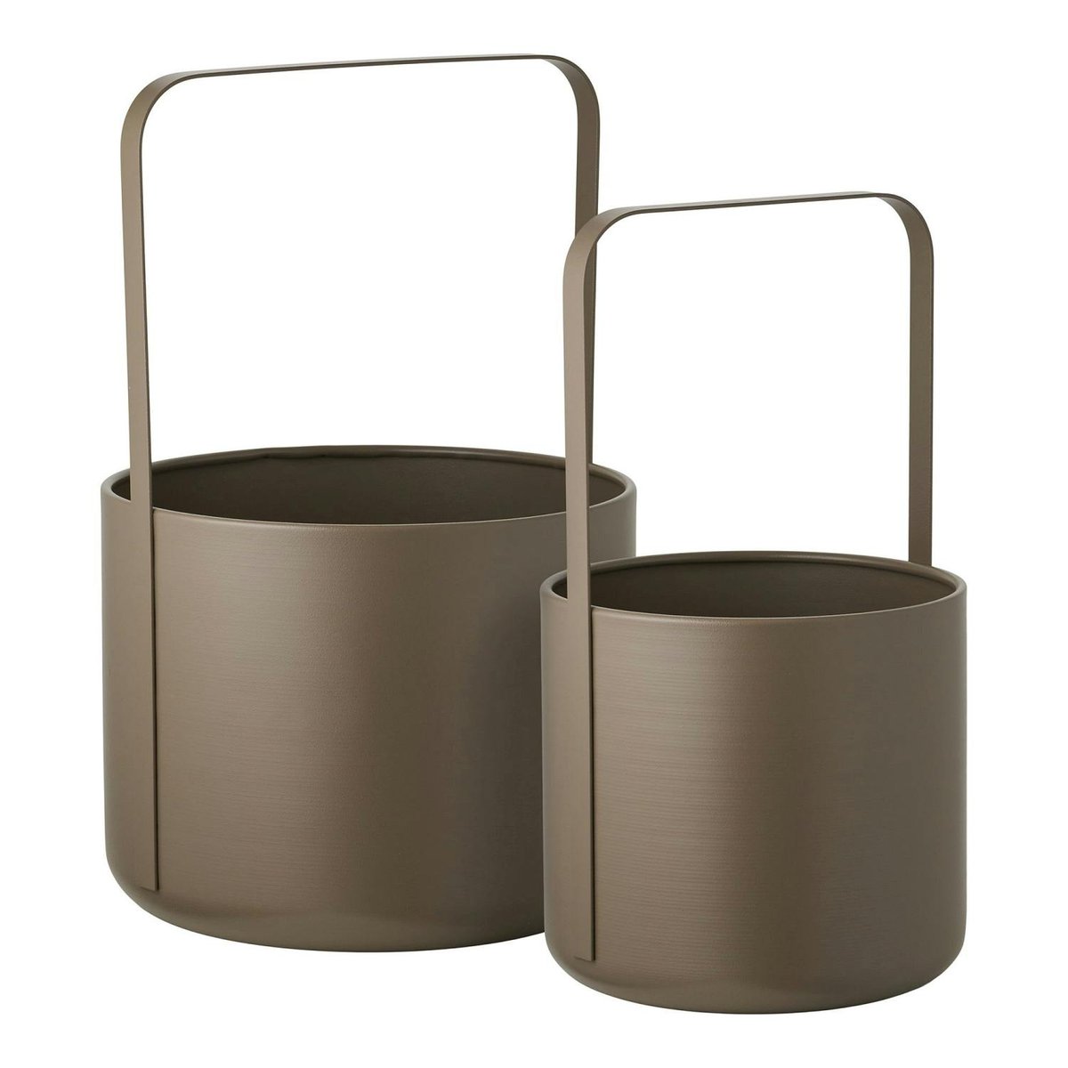 Cache-pot décoratif salon à anse en métal marron (lot de 2) marron, PIER IMPORT