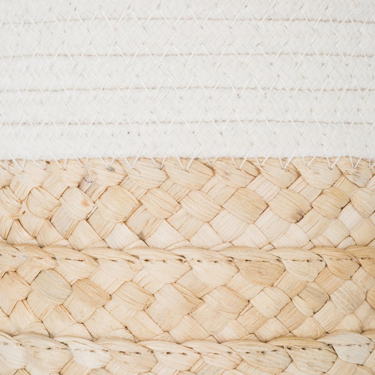 Lot de 4 paniers en fibres de maïs tressées et coton à anses IRVIN blanc, ATMOSPHERA