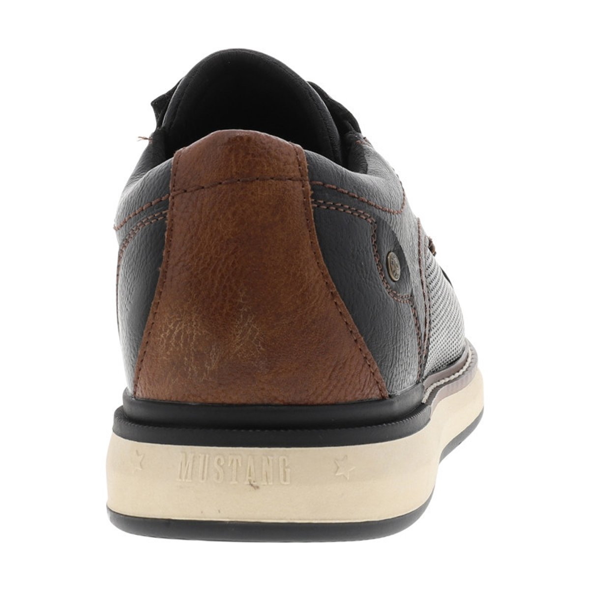 Derbies noires à talon plat munies de lacets et de soufflets élastiqués noir, MUSTANG