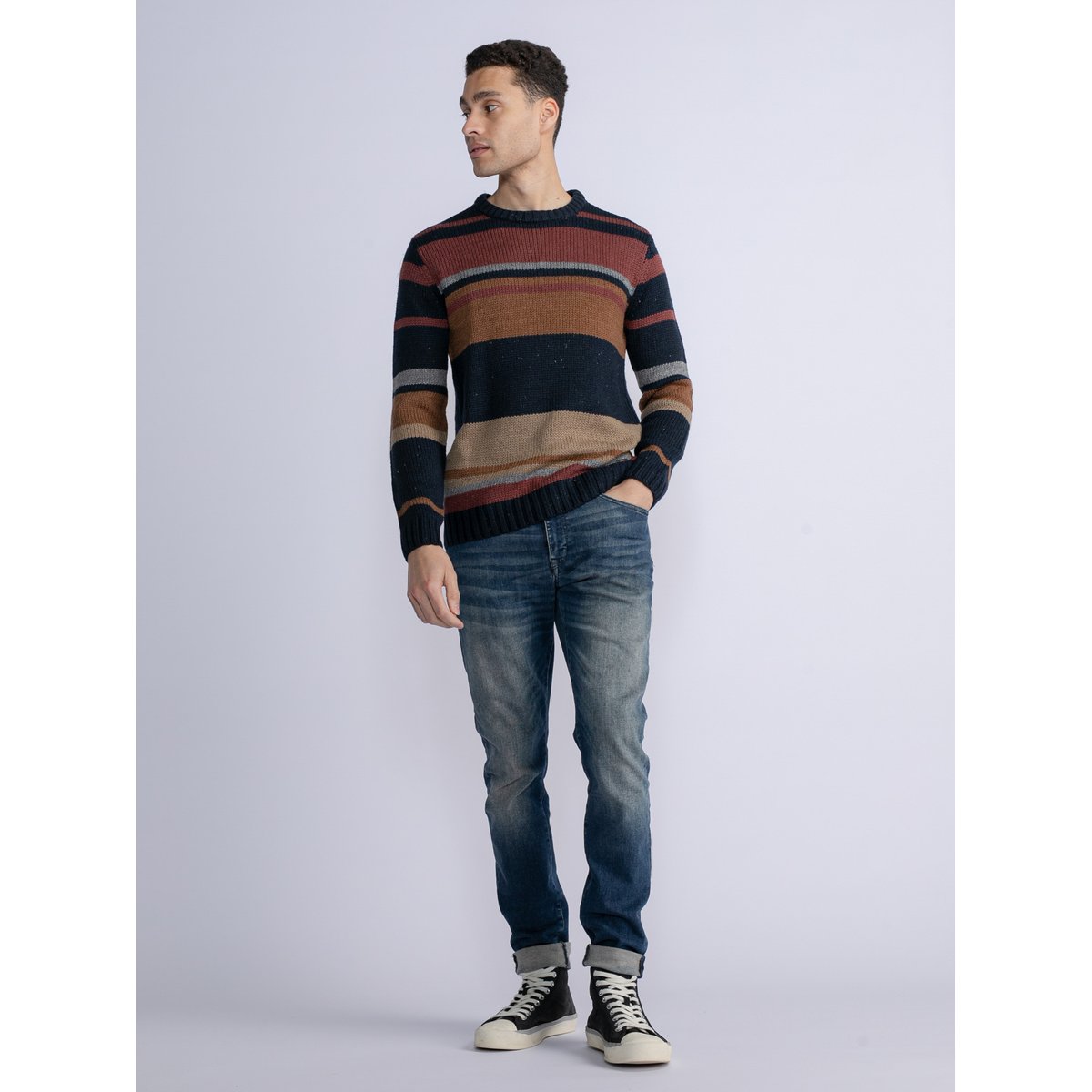Pull rayé mundelein bleu midnight navy, PETROL INDUSTRIES