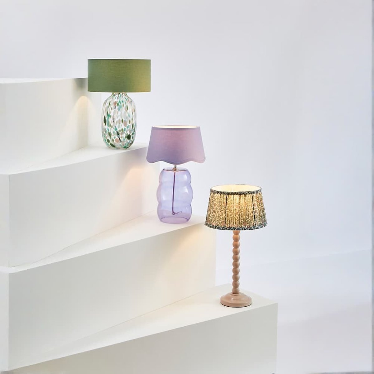 Lola Glass Bubble Table Lamp with Scallop Shade purple, SO'HOME
