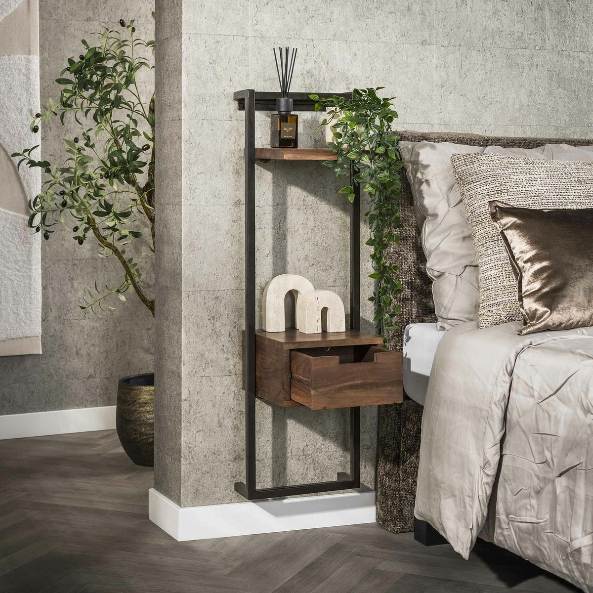 Table de chevet murale haute en bois d’acacia brun NAKO marron, PIER IMPORT