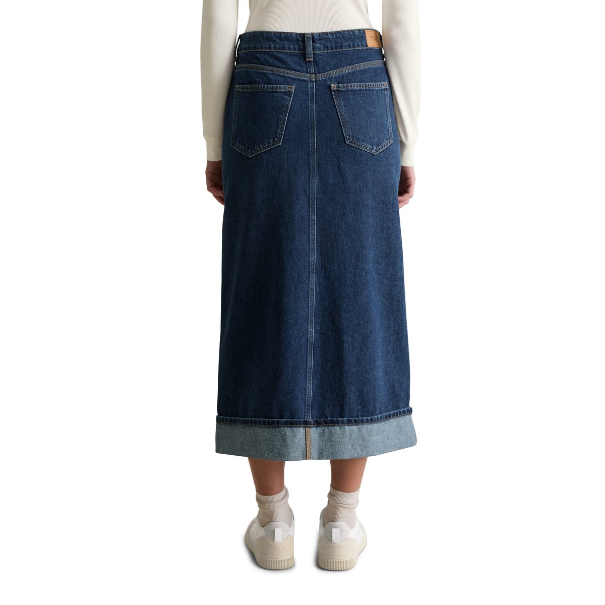 Maxi-jupe en jean regular en denim rigide sans élasthanne bleu foncé, MARC O’POLO DENIM
