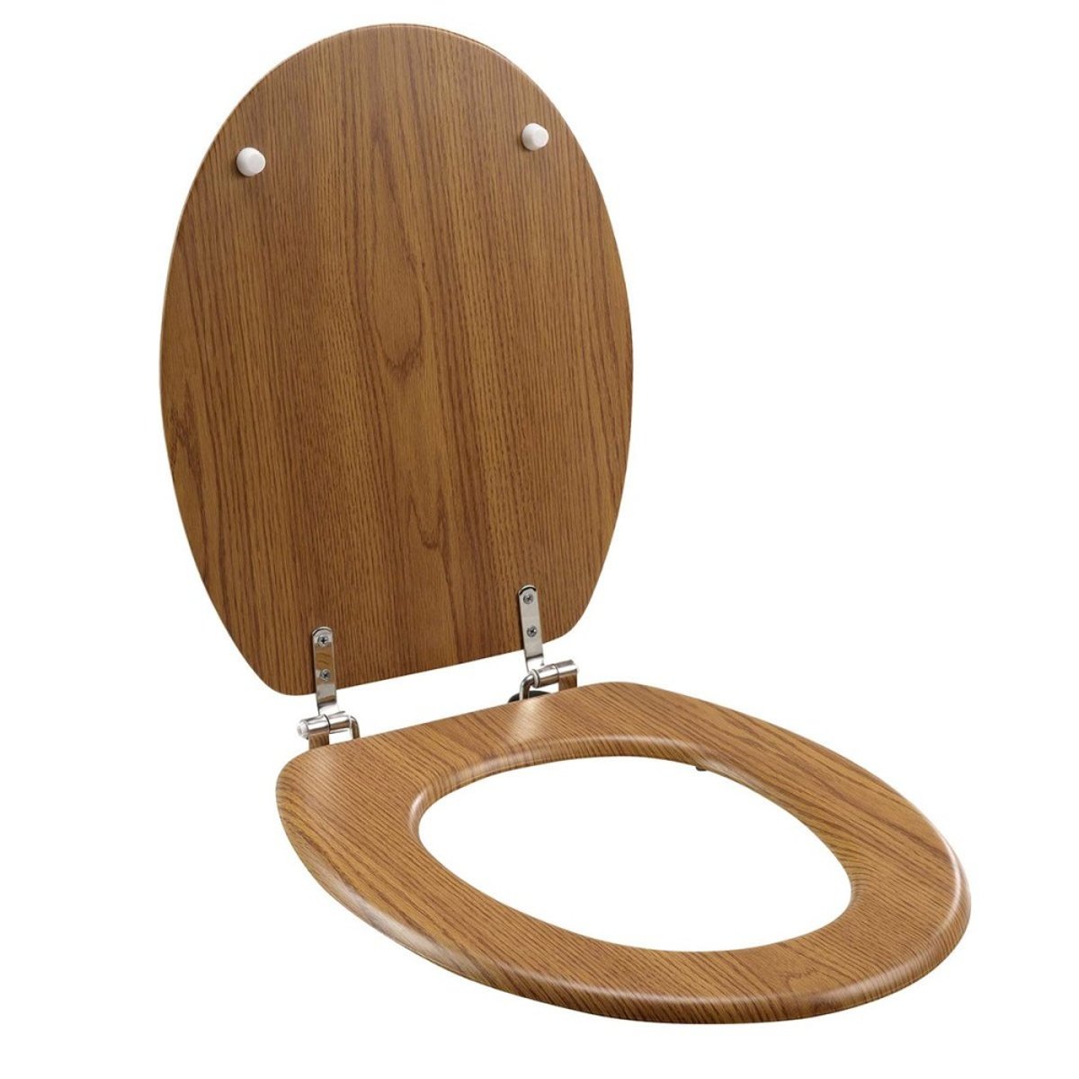 Abattant WC MDF charnières métal effet bois Strata chêne marron, DECORATIE