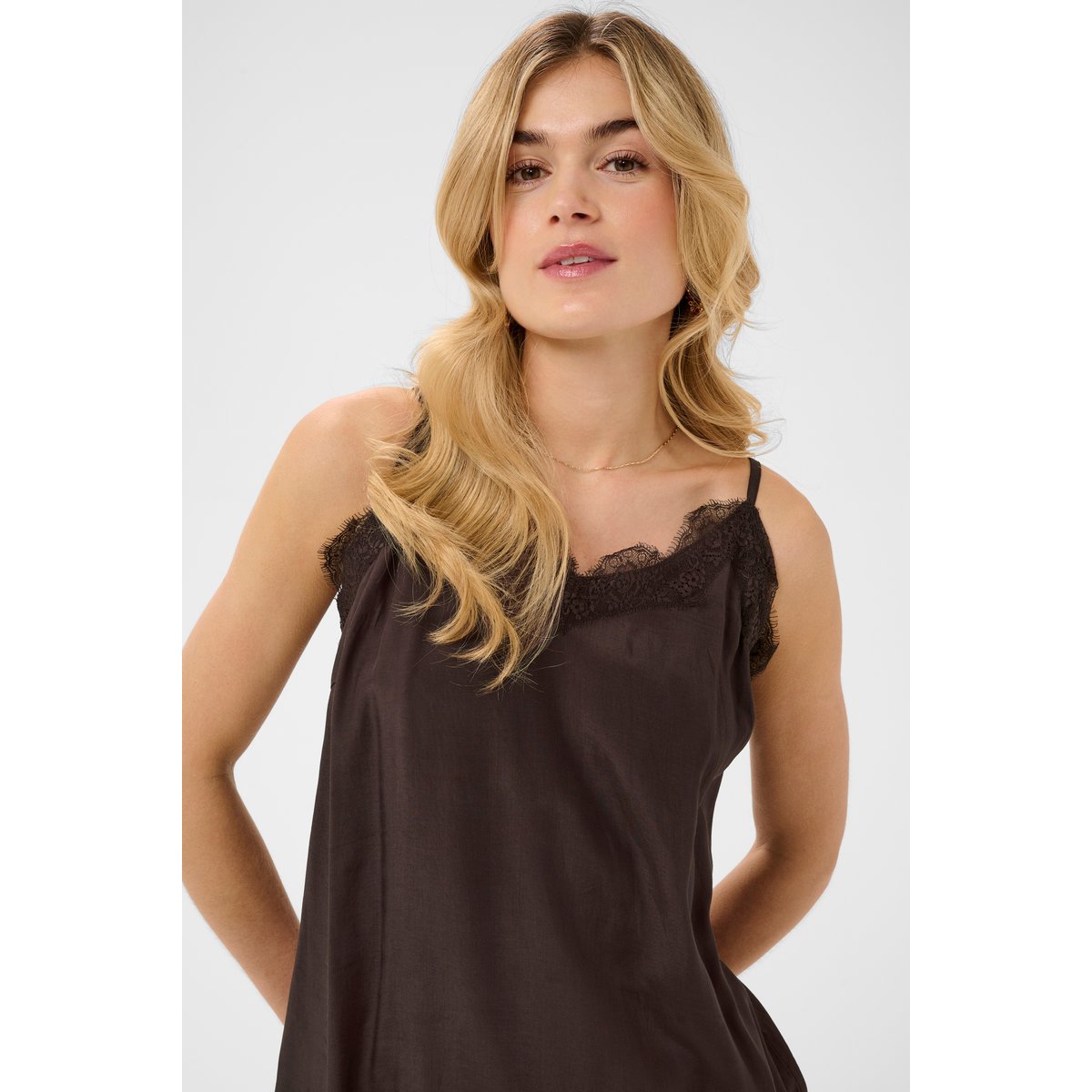 Blouse sans manches marron java, CREAM