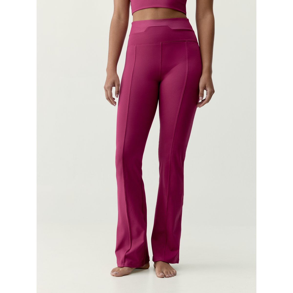 Legging de sport femme Kaia Taille extra haute coupe flare rouge prune, BORN