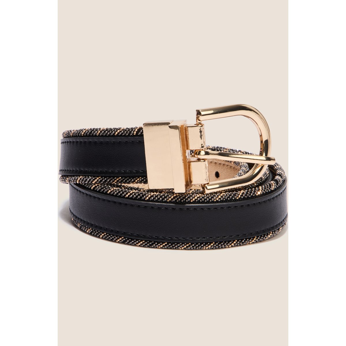 Ceinture fine réversible avec chaîne noir, BREAL