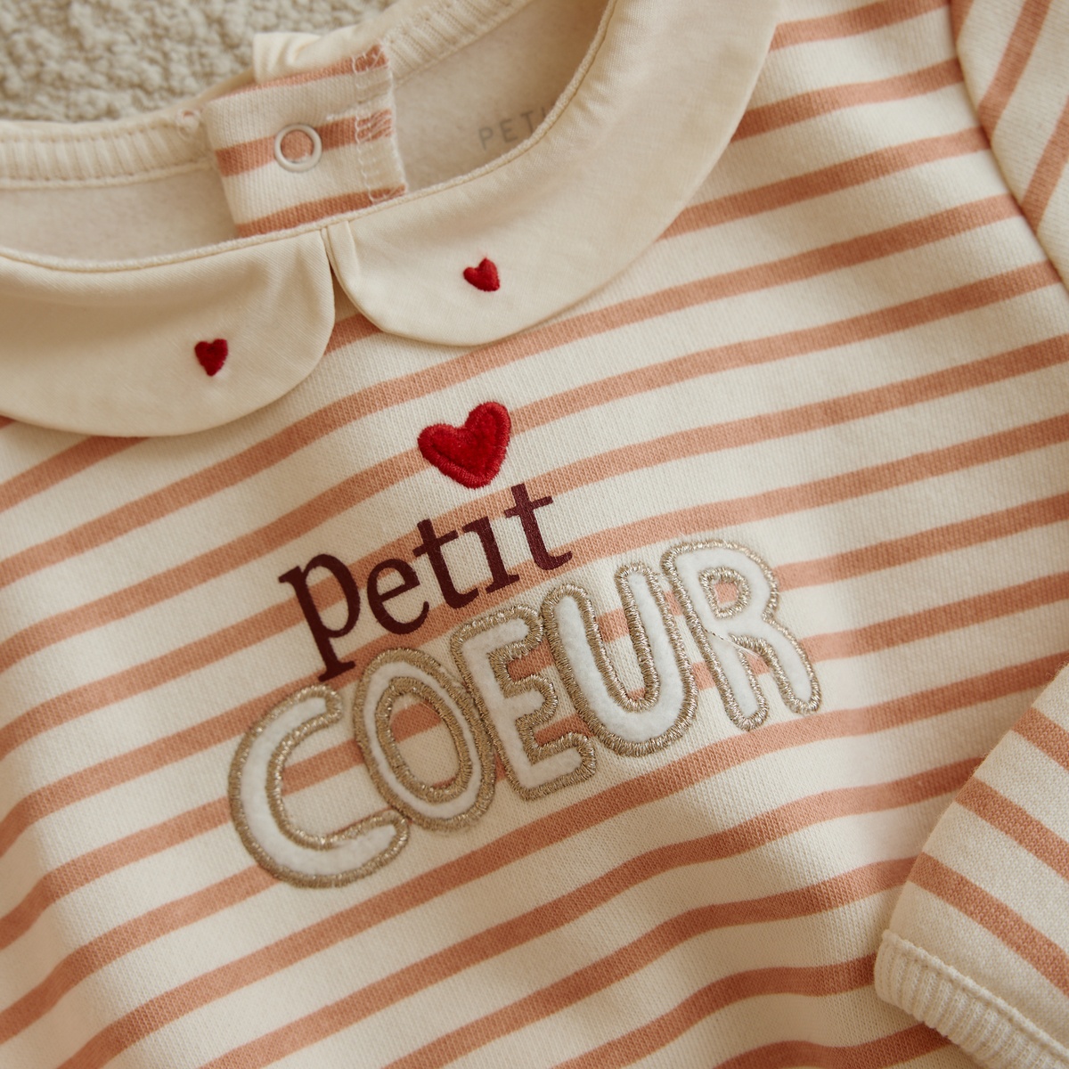 Sweat-shirt bébé en molleton Aimée ecru, PETIT BEGUIN