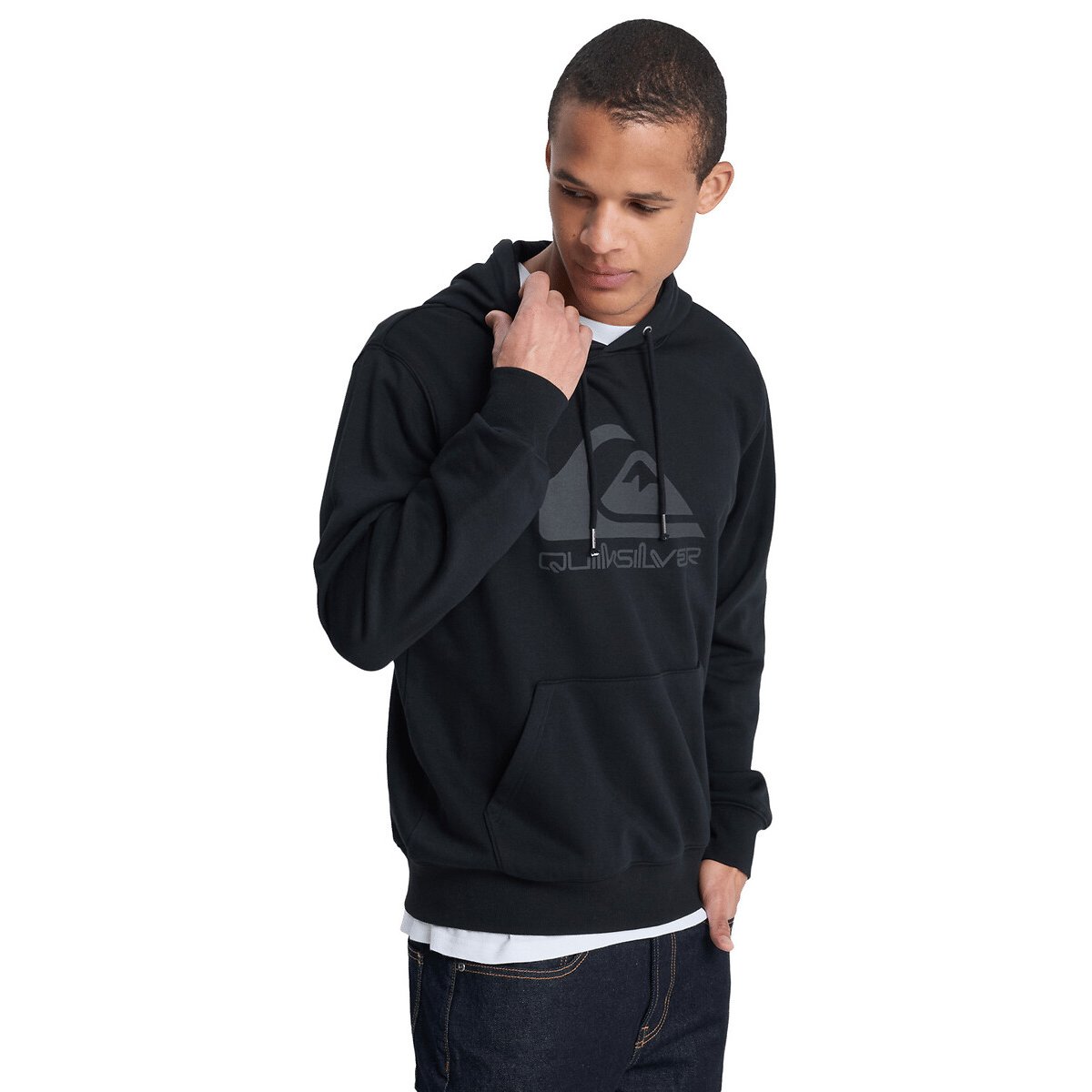 Sweat à capuche logo noir, QUIKSILVER